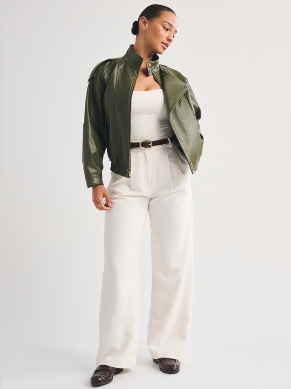 Abercrombie & Fitch Cream Wide-Leg Pants Size 34